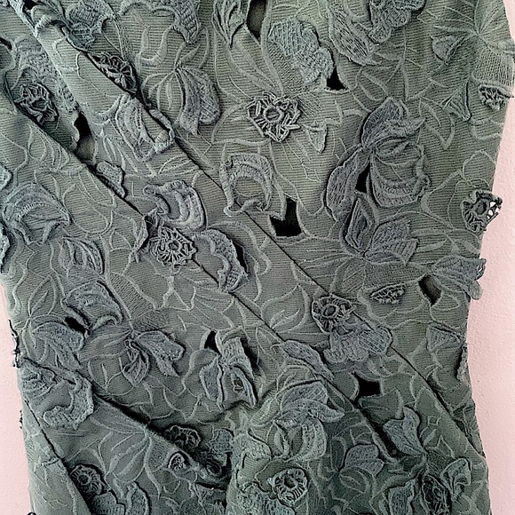 Michaa Korean XS Forest Green Textured Flower Front Grey Solid Back Metal Zip - Picture 5 of 10
